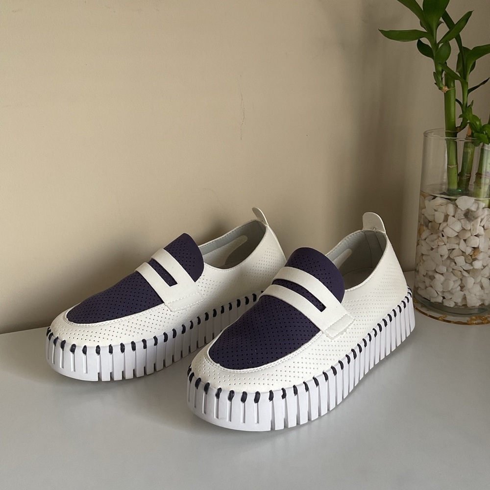 Ilse Jacobsen Tulip Slip On Shoes White Blue Comfort Casual Women Size 38 - Picture 3 of 9